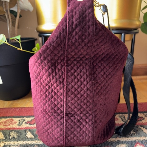 Vera Bradley Mini Carson Hobo Quilted Chocolate Velvet Maroon Shoulder - Picture 3 of 7